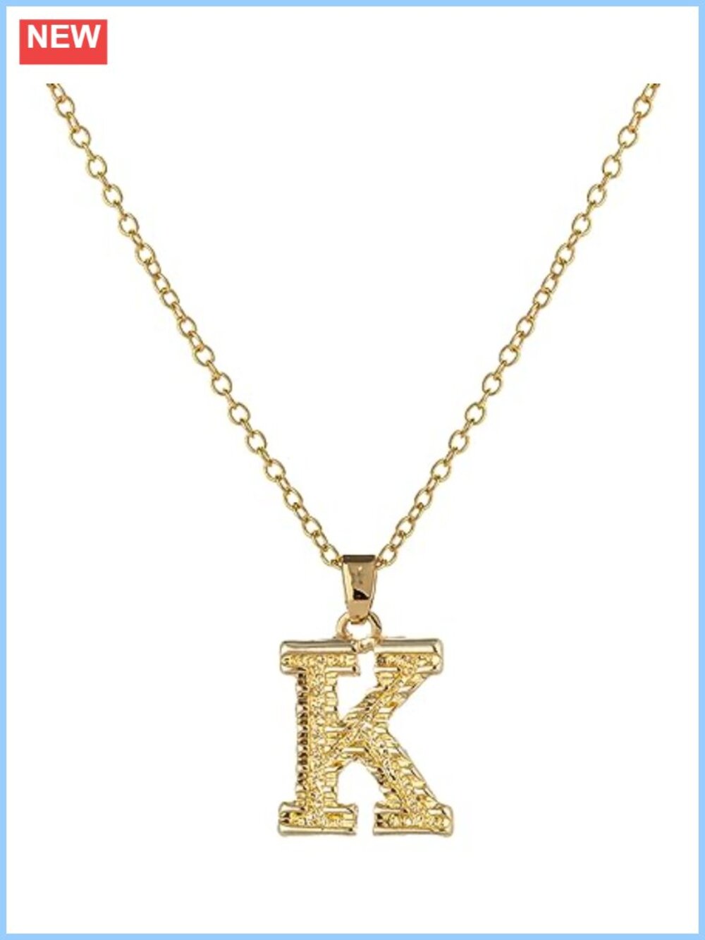 14K Gold Plated Initial Pendant Necklace for Women Men